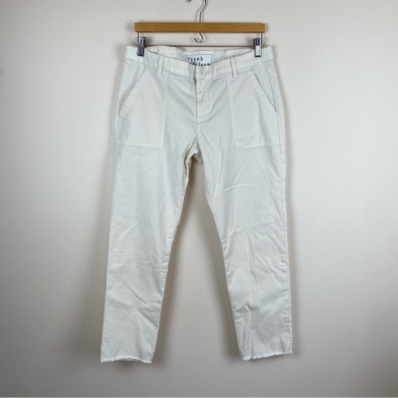 Frank & Eileen Blackrock Utility Pant Italian Peached Twill Chalk Size 10 - Picture 2 of 12